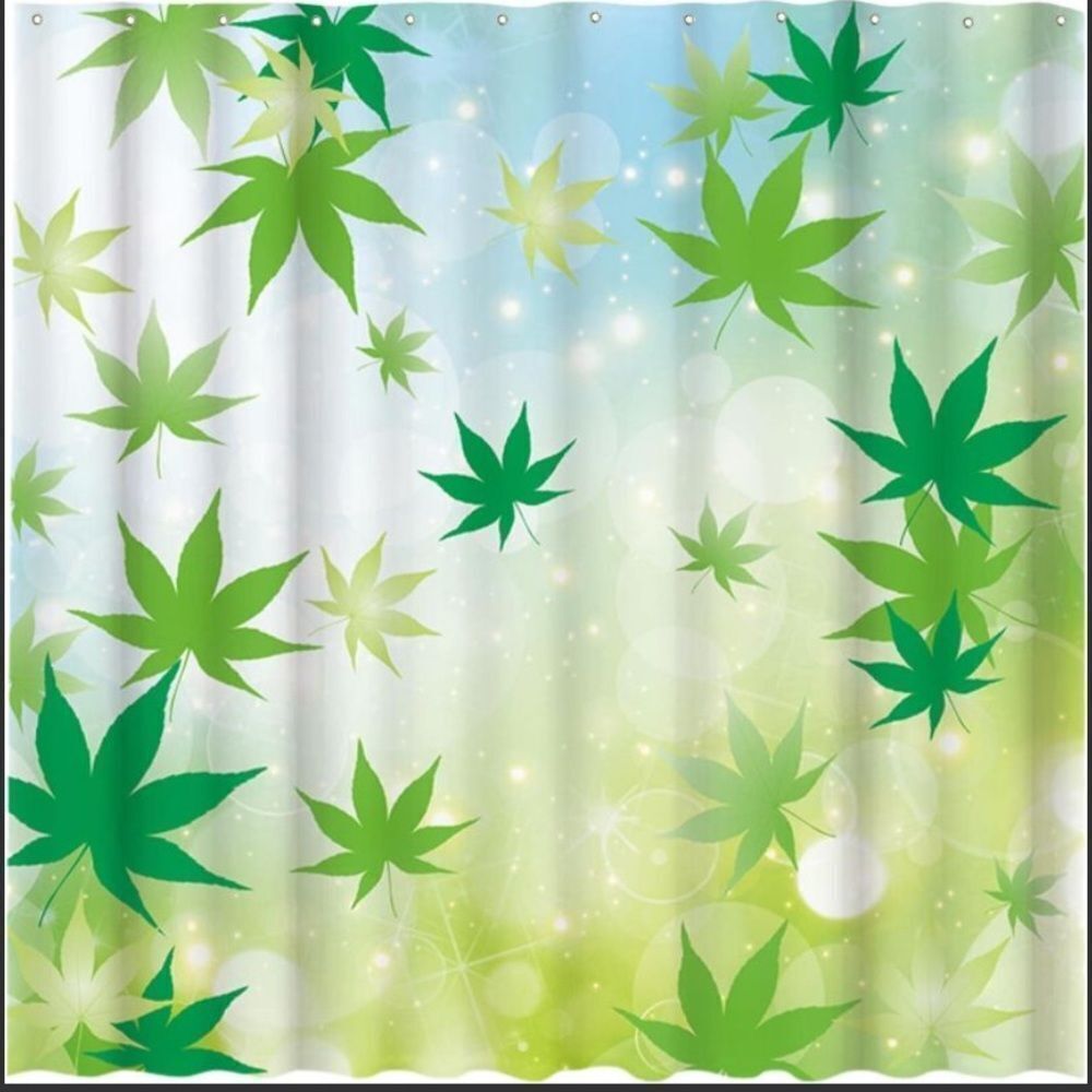 Green Leaves Shower Curtain Home Bathtubs Bathroom Curtain Decoration